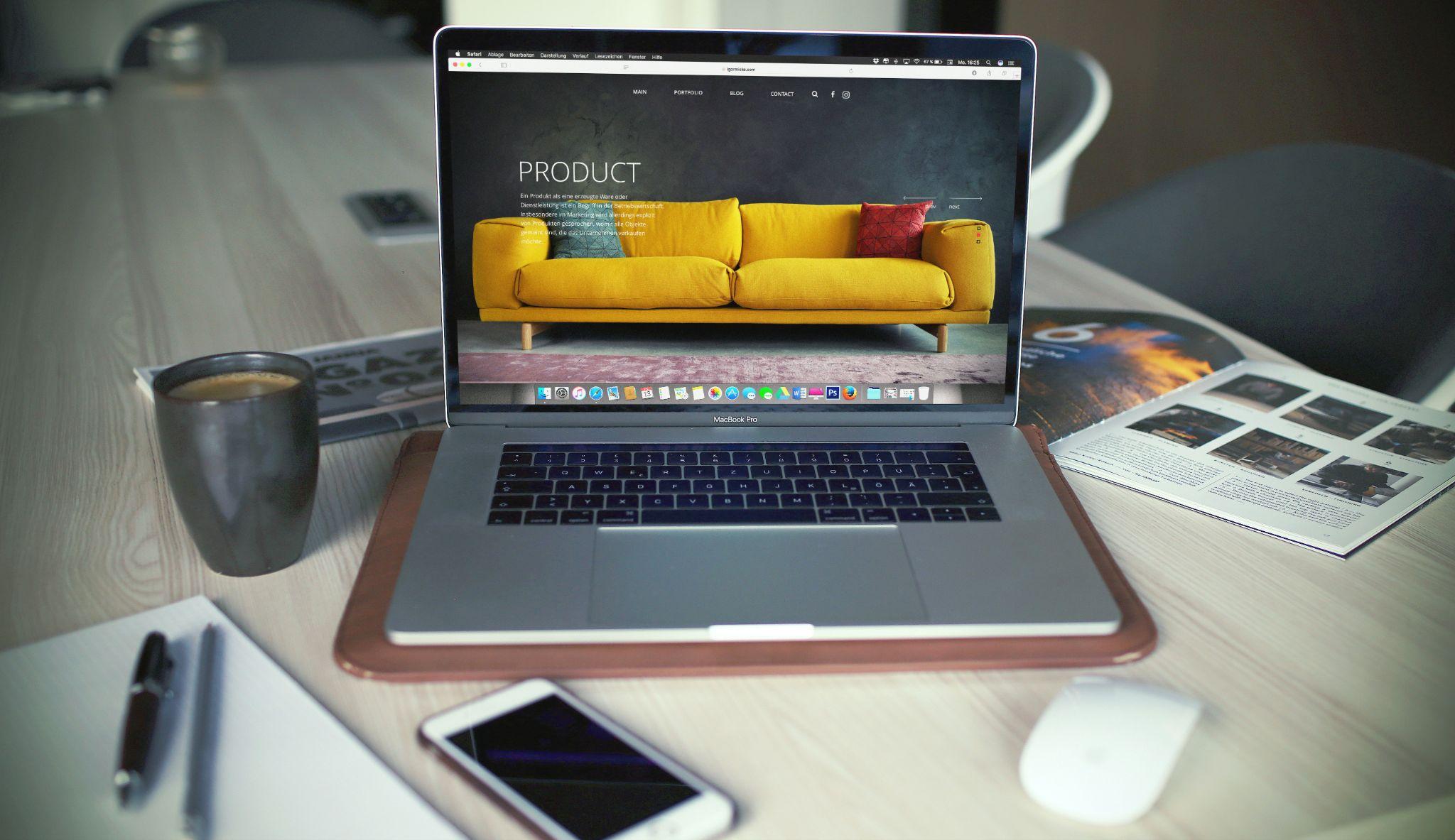 Responsive website design showcasing brand colors and style.